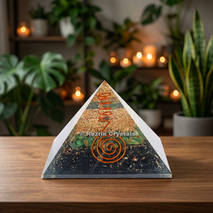 Pirámide de Orgón de Cristales Rozrin con Incrustaciones de Turmalina Verde Aventurina, Escultura Tallada en Cristal, Decoración para el Hogar - Product Image 5