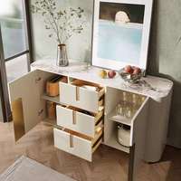 Buffet en bois crème et marbre de luxe haut de gamme, meuble multifonctionnel moderne pour cuisine, salle à manger, salon, écologique