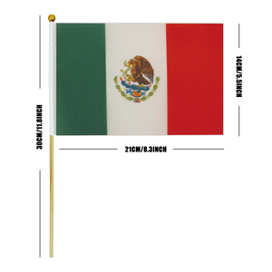 Venta al por mayor 14*21cm México mano ondeando bandera gran oferta países globales estilo con barra de madera bandera personalizada - Product Image 2
