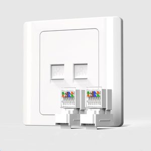 Ultra Slim Wall Plate 86 Type <b>Single</b> Dual Port Cat5e Cat6 RJ45 PC Modular Ethernet Network <b>Socket</b> Flame Retardant Easy Install - Product Image 2