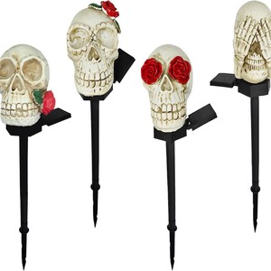 Luz LED Solar de Calavera Yuwei para Halloween, Decoración de Jardín de Resina con Forma de Calabaza - Product Image 4