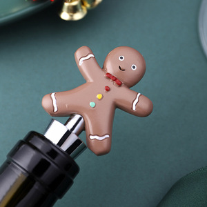 Gingerbread Man Wine Stopper Resin Christmas Holiday Bottle <b>Seal</b> Plug For Wine Preservation And Sealing - Product Image 4