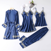 Nouveaux produits de détail chauds quatre pièces ensembles femmes été Homewear Robe de mariée peignoir en soie
