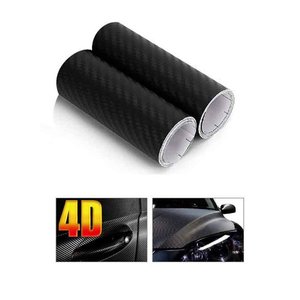 2 rotoli pellicola adesiva in fibra di carbonio rivestimento nero per auto e moto 13cm x 500cm effetto 4D-auto e moto/auto - Product Image 3
