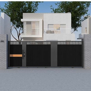 Puerta Corredera <span class=keywords><strong>de</strong></span> Aluminio con Luz LED, Diseño Moderno para Entrada, Seguridad Automática, Diseño para Exteriores - Product Image 5