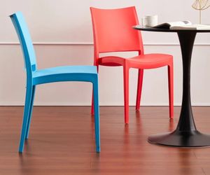 Chaises de salle à manger en plastique PP empilables pour l'extérieur, design simple, couleurs personnalisées, meubles de maison - Product Image 5