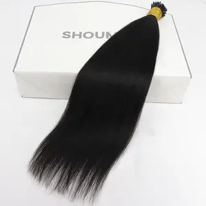 Yaki Straight I Tip Hair Extensions Brazilian Micro Links Human Hair Light Yaki Virgin Hair Extensions Weave For Black Women