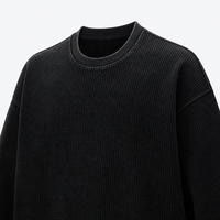 Sweat-shirt raglan gaufré 340g pour homme, col rond, coupe lourde, effet délavé vintage, usé, par une usine de sweats à capuche personnalisés avec 15 ans d'expérience