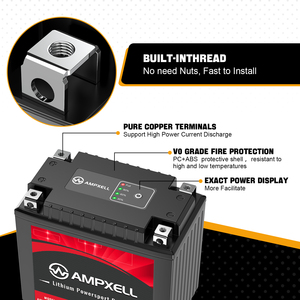 Motorcycle Cranking Battery 12V Lithium Battery CCA240 8Ah Battery, Lead-<b>free</b> Light <b>Weight</b> AMX12-80FQ 12.8v Starting Battery Lit - Product Image 4