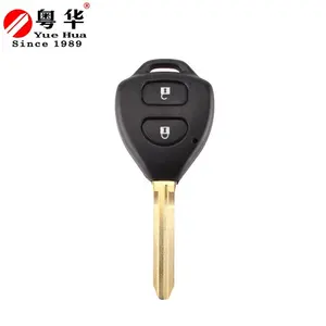 कस्टम लोगो के लिए 2 बटन पीतल कार कुंजी रिक्त टोयोटा Rav4 केमरी कोरोला Hilux Yaris रिमोट ट्रांसपोंडर गाड़ी की चाबी खोल प्रतिस्थापन