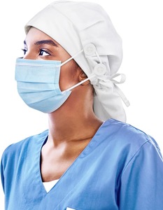Casquette de travail ajustable doublée satin avec lien élastique et boutons, bandeau anti-transpiration et attache-ficelle fonctionnelle pour queue de cheval pour femme - Product Image 5