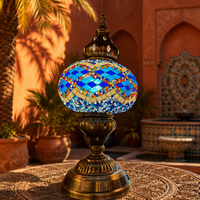 Lampe de table en verre mosaïque turque Evershining, lampe de table LED décorative pour la maison, lanterne marocaine YMA602-17