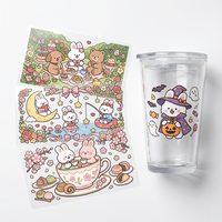 Housses de tasses durables, imperméables, à motifs de dessins animés, lavables et anti-UV, impressions personnalisées pour gobelets et tasses de 16, 20 et 24 oz