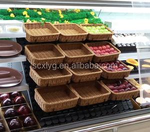 Fornitore all'ingrosso cestino quadrato in <span class=keywords><strong>vimini</strong></span> intrecciato in plastica rattan cestino per mobili per la casa negozio di stoccaggio cestino in rattan per esposizione di frutta - Product Image 6