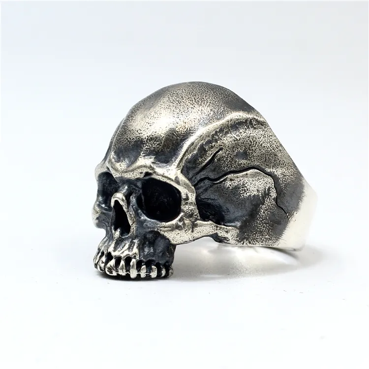 2022 hip hop circle new fashion men's S925 sterling silver ring rock gothic punk skull jewelry ring