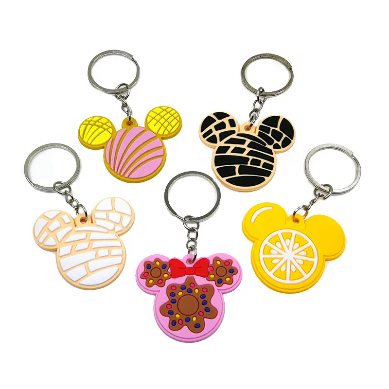 Pvc Keychains Mexican Series Key Ring Creative Doughnut Cartoon Key Holder Fit Women Girl Kids Keys Bag Wallet Accessories Gift