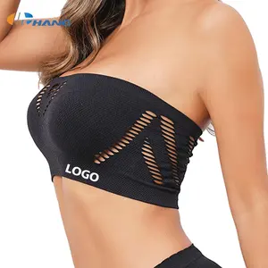 Logotipo personalizado al por mayor precio barato de una sola capa sin costuras transpirable camiseta sin mangas sujetador cómodo para las señoras tubo superior sujetador de malla