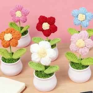 Knitted wool simulation flower finished Valentine's Day <b>small</b> <b>gift</b> puff flower desktop decoration souvenir - Product Image 3