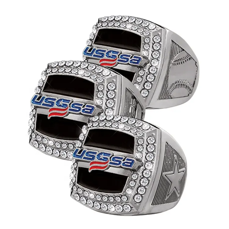 Bague de baseball pour jeunes, blanc et noir à bas prix, avec votre propre Logo, sport usissa, Softball