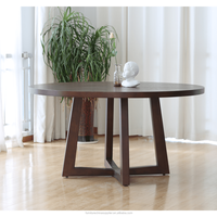 Table à Manger Moderne Ronde en Bois Massif avec Piètement Central Croisé, Table de Cuisine Circulaire pour 6 Personnes A-T05