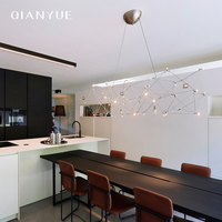 Lustre en fer cristal étoilé, design créatif et personnalisé, style européen, pour bar, avec bande lumineuse à économie d'énergie et télécommande
