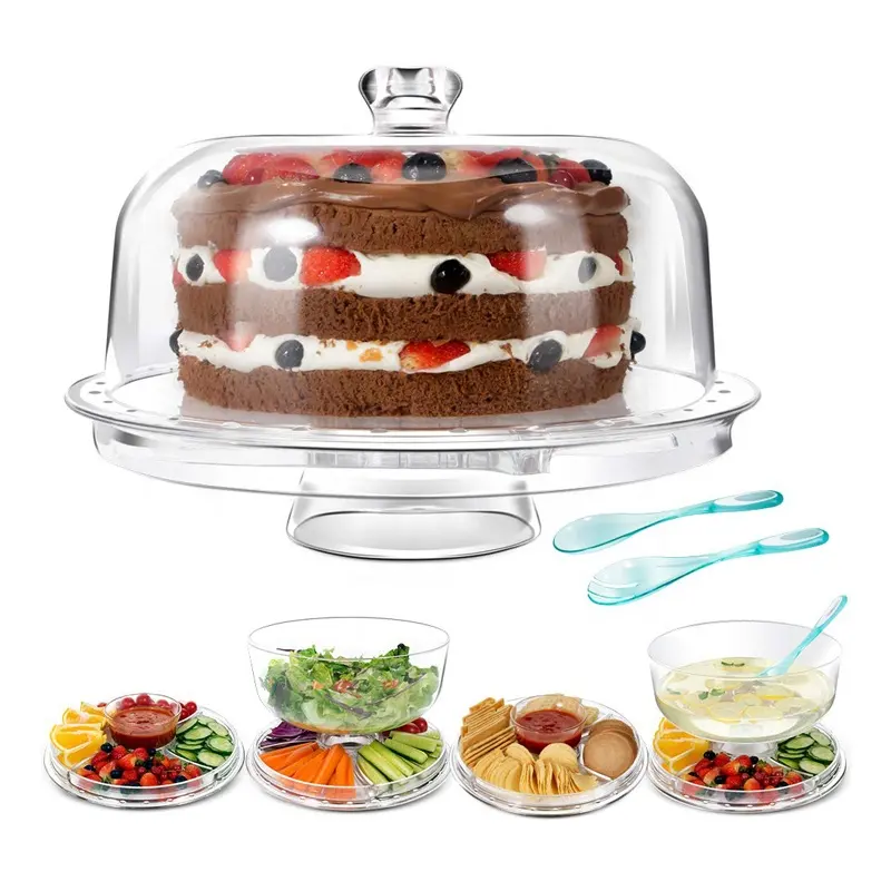 6 in 1 Hochzeits torte Stand Glas mit Kuppel deckel Multifunktion ale Servier party Hochzeits platte und Kuchen platte