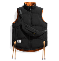 Gilet matelassé réversible pour homme, col roulé, décontracté, imperméable, coupe-vent, épais, sans manches, couleur unie, poche avant