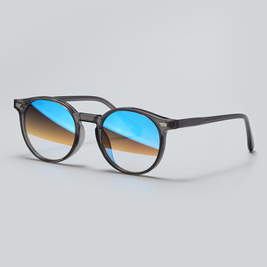 Lunettes de soleil rondes à monture complète pour hommes, verres miroir, protection UV 100%, protection solaire pour adultes - Product Image 5