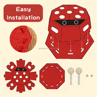 Jouet interactif en feutre pour chat en forme de coccinelle, boîte de jeu d'enrichissement pour chat d'intérieur avec 2 balles