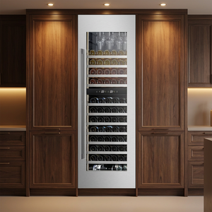 Refrigerador de Vino de Acero Inoxidable NE-422-8, Sistema Inverter de Montaje en Pared, Preparado para Panel, con Puerta de Vidrio Individual - Product Image 4