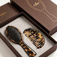 Brosse à cheveux en forme de pagaie avec logo personnalisé, en acétate marbré, ovale, avec coussin et broche en acier, pour massage du cuir chevelu, démêlage et antistatique, pour femmes, coffret cadeau
