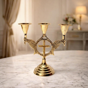 Catholic Crucifix Cross with <b>Candle</b> Stand Jesus Decor Christian Religious Tabletop Ornament for Home Church <b>Prayer</b> Room - Product Image 1