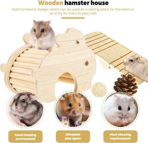 Escondite para Cobayas, Escondite de Madera para Hámster, Casa de Madera Natural para Hámster, Refugio de Madera Maciza para Mascotas Pequeñas - Product Image 3