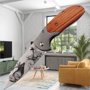 Herramientas personalizadas 3D Elk Bear hoja <span class=keywords><strong>plegable</strong></span> recubierta <span class=keywords><strong>de</strong></span> Titanio personalizado grabado láser mango <span class=keywords><strong>de</strong></span> oliva Camping cuchillo <span class=keywords><strong>de</strong></span> bolsillo al aire libre - Product Image 2