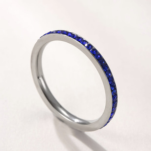 Anelli Sottili da 2mm in Acciaio Inossidabile Placcato Oro 18K con Zirconi Colorati, <span class=keywords><strong>Gioielli</strong></span> alla Moda per Donna - Product Image 3