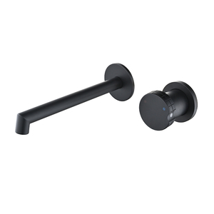 <span class=keywords><strong>Robinet</strong></span> de lavabo mural moderne de luxe en acier inoxydable à trou unique avec noyau de valve en céramique Bec rond et poignée circulaire - Product Image 1