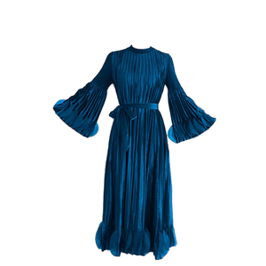 Abaya musulmane élégante et personnalisée LEDUO pour femme, coupe décontractée, vert uni, longueur cheville, manches évasées, printemps-automne - Product Image 1
