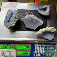 Cristales Naturales Fengshui de Alta Calidad, Piedra Curativa Hecha a Mano, Geoda de Ágata de Encaje Azul para Decoración