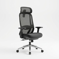 Chaise de bureau ergonomique moderne à dossier haut en maille, pivotante, avec accoudoirs réglables et structure en aluminium pour salle de réunion