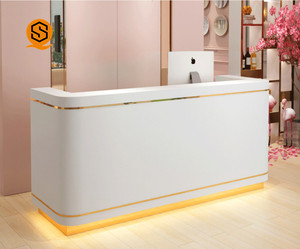 Hiện đại nhỏ bằng đá cẩm thạch kim loại tiền mặt đăng ký Beauty Salon Bar quầy lễ tân tùy chỉnh màu sắc quầy lễ tân - Product Image 6
