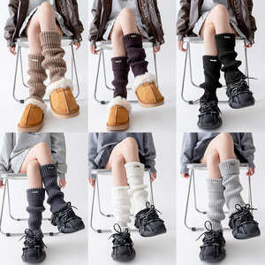 Women's Thick Warm Leg Warmers Autumn Winter Japanese Style Y2K Deer Fur Plush Calf Socks Solid Color Acrylic Fiber - Product Image 1