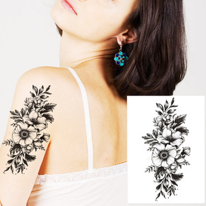 Tatuaje Temporal de Rosa Negra, Adhesivo Impermeable Impreso en Papel para Cara, Brazo, Pierna, Arte Corporal, Uso Profesional - Product Image 2