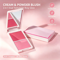 Palette de fard à joues rond scintillant végétalien en gros pour le maquillage du visage, teinte pigmentée en poudre pour les joues, marque privée