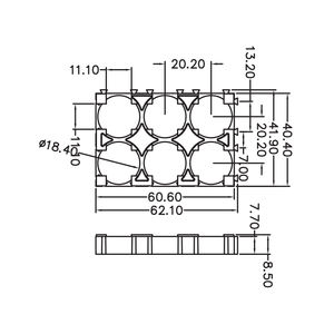 Soporte de Combinación Fijo que se Puede Ensamblar y Combinar Libremente para Crear un Soporte para Baterías 18650-2x3 - Product Image 6
