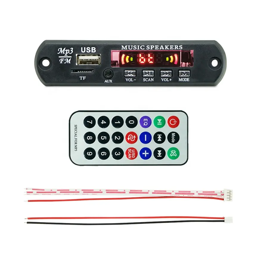 Kit USB perekam suara Bluetooth, modul Decoder Audio Bluetooth 12V papan PCB musik MP3 dengan Led