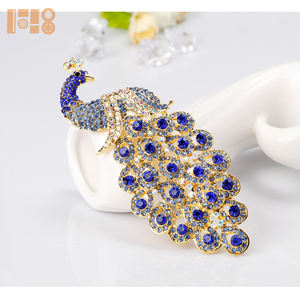 超大型サファイアピーコッククリスタルラインストーンブローチ子供用ウェディングジュエリーピンアクセサリー - Product Image 3