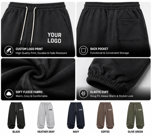 Pantalon de jogging ample personnalisé en coton épais, coupe large, délavé, style streetwear, avec cordon de serrage et poches pour homme - Product Image 3
