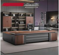 Ensemble de bureau de direction moderne en bois de luxe, en forme de L, convertible, couleur teck, mobilier de bureau