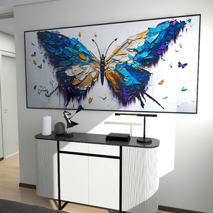 100% Vẽ Tay Màu Xanh Bướm Tường Nghệ Thuật Vải Sơn Dầu Handmade Dao 3D Kết Cấu Vải Tác Thuật Cho Phòng Khách - Product Image 3