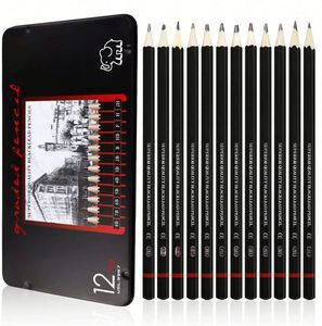 Kit d'art pour étudiants professionnels : 12 crayons hexagonaux pour dessin et croquis, idéal pour artistes - Product Image 3